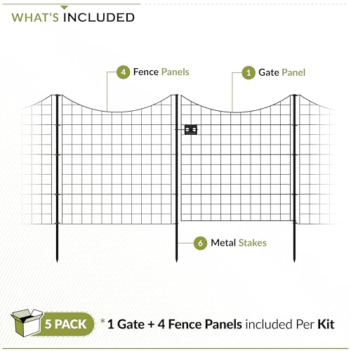 Zippity 39in H Black Metal Fence w/ Gate, DIY Fence Kit - color: 39" Tall (Gate + 4 Panels)