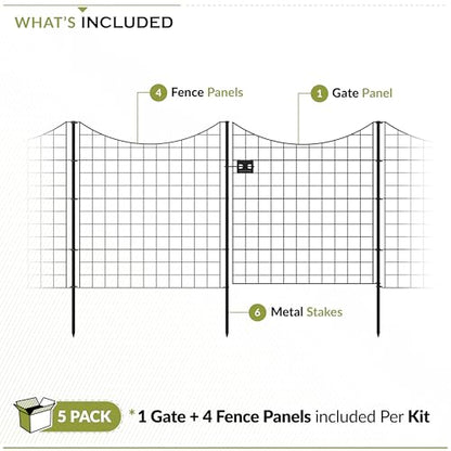 Zippity 39in H Black Metal Fence w/ Gate, DIY Fence Kit - color: 39" Tall (Gate + 4 Panels)