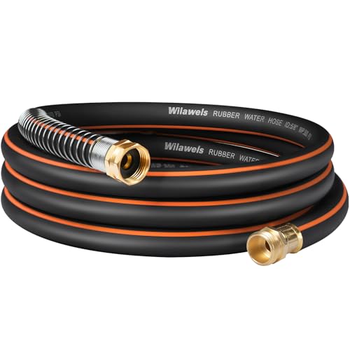 15FT x 5/8" Rubber Garden Hose, Heavy Duty Garden Hose, 300 PSI Working, 1000 PSI Burst, Swivel Handle with Stainless Steel Ring, 5-Layer Braided, All-Weather Outdoor Use, BG15GH06 - color: Black+Orange, size: 15FT 5/8