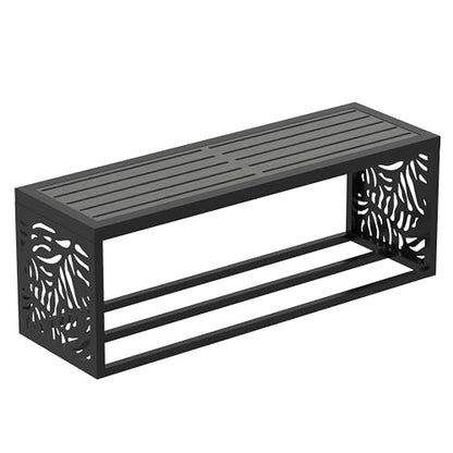 47" Outdoor Storage Bench, HDPE Seat, Steel Frame, Summer - style: Summer Breeze