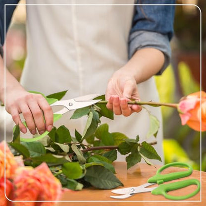 2 Pcs Garden Scissors Shears Trimming Scissors Pruning Floral Shears for Herb Flowers Plants with Straight and Curved Blade for Gardening (Curved,Straght) - style: Curved, Straght