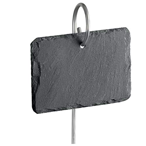 GardenMate 5-Pack Natural Style Slate Plant Labels (4"x 2 3/4") Hanging from a Stainless Steel Metal Rod (17") - size: 5-Pack 4"x 2 3/4" Labels with 17" Metal Rod