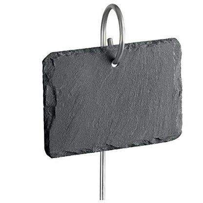 GardenMate 5-Pack Natural Style Slate Plant Labels (4"x 2 3/4") Hanging from a Stainless Steel Metal Rod (17") - size: 5-Pack 4"x 2 3/4" Labels with 17" Metal Rod