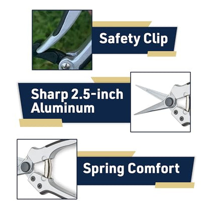 Pruning Shears - Garden Scissors Florist Snips - 2.5” Blades - Flower Scissors for Cutting Fresh Flowers, Trimming, or Harvesting Herbs or Fruit - Pruners for Gardening Tools by Kings County Tools - style: Flower Pruner
