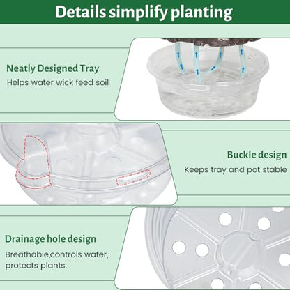 Bluepro Self Watering Pots for Indoor Plants, 4/5/6.5 Inch, 18-Pack - size: 4/5/6.5 Inch-18Pcs