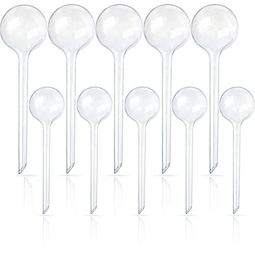 10 Pcs Clear Plant Watering Globes,Plastic Self-Watering Bulbs,Flower Automatic Watering Device,Garden Waterer for Plant Indoor Outdoor - size: 5 Large+5 Small