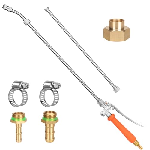 All Metal 44 Inches Replacement Sprayer Wand, Garden Hose Watering Wand with 3/4'' Brass Connector, 1/4" & 3/8" Brass Barb for Most Sprayer Hoses, Built-in Stainless Steel & 2 Hose Clamps - style: All Metal 44'' Sprayer Wand