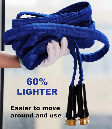 YOTOO Garden Hose 50 FT, Lightweight, Durable, Flexible, Non-Expanding, Kink-Free Water Hose with Solid Brass Fittings for Outdoor, Watering flants and flowers, Car Wash - size: 50 FT