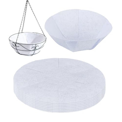 BENECREAT 8Pcs Self Watering Hanging Basket Liner, 10.7Inch Non Woven Water Storing Liners, Round Water Absorbing Mat for Coco Liners Plant Pot - size: 10.7Inch