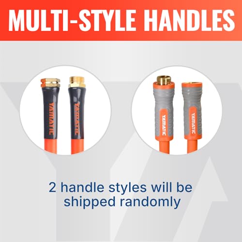 YAMATIC Flexible Garden Hose 5/8" x 20ft, 360° Swivel Handle, Burst 600 PSI - color: Orange, size: 20' (feet) Male to Female with Swivel