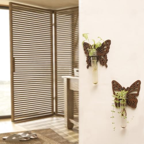 Artilady Plant Propagation Station Wall Hanging, Butterfly Plant Terrariums - color: Butterfly Wood