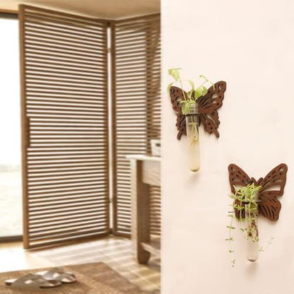 Artilady Plant Propagation Station Wall Hanging, Butterfly Plant Terrariums - color: Butterfly Wood
