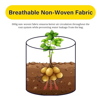 iPower 5-Pack 7-Gallon Potato Grow Bags Planter Pots with Handle, Access Flap and Visual Window, Easy to Harvest, Thickened Non-Woven Aeration Fabric Container for Tomato, Carrot, Fruits, Vegetables - size: 7 Gallon