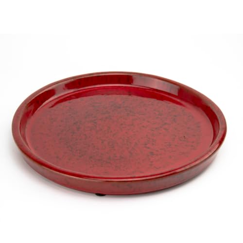 11.4 Inch Ceramic Plant Saucer, Rainforest Red - color: Rainforest Red