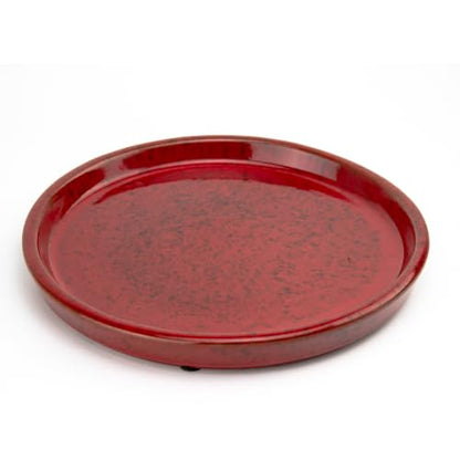 11.4 Inch Ceramic Plant Saucer, Rainforest Red - color: Rainforest Red