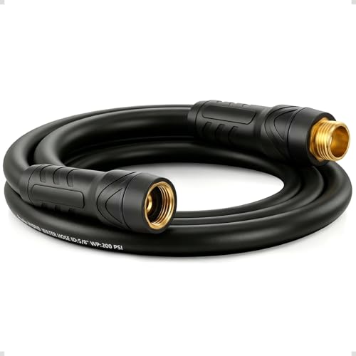 Garden Hose 6ft x 5/8", NON-EXPANDABLE Heavy Duty Premium Flexible Hose - color: Black, size: 6ft