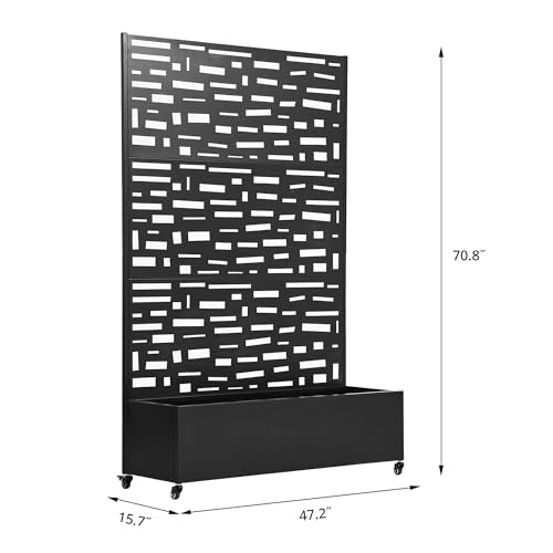 Metal Raised Garden Bed with Trellis and Wheels, 71"x47"x16" (Black-Gerald) - color: Black-gerald, size: 71"x47"x16"