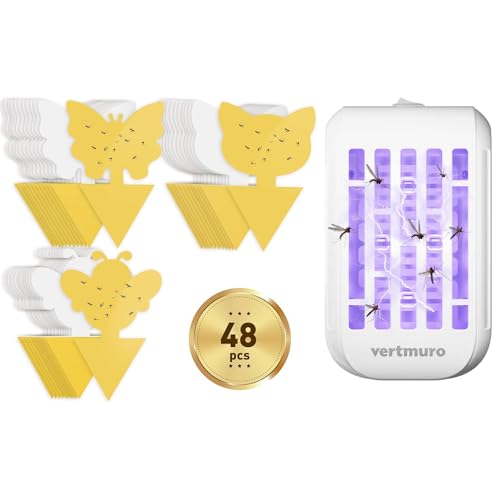 48 Pack Fruit Fly Traps for Indoor Outdoor and Indoor Electric Plug in Flying Insects Mosquito Killer Bug Zapper