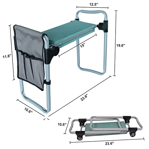 Garden Kneeler and Seat, Smart Design Foldable Heavy Duty Kneeling Bench with Tool Bag and Soft EVA Foam Pad for Senior, Green - color: Green-1 Bag, size: General