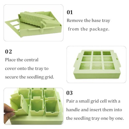 Seed Starter Tray 9-Cell Reusable Plant Starter Kit with Handles