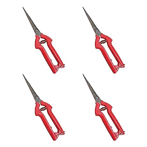Garden Guru Extra Long Stainless Steel Pruner Pruning Shears Clippers Snips Sharp Bonsai Cutter Trimming Scissors Straight Blade Garden Scissors Tool Great for Roses Flowers Herbs Fruits (4 Pack) - size: 4 Pack, style: Long Blade Snips
