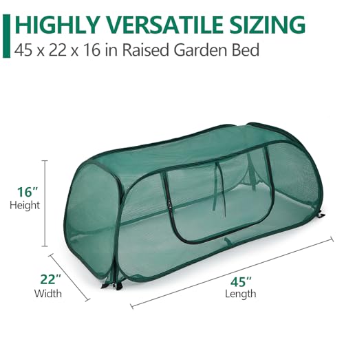 Garden Bed Cover 2 Pack, Mesh Netting Tent, Crop Cage for Raised Bed,- 30% Sunblock Shade Cloth with Metal Anchoring Spikes - Protects Plants Against Birds and Small Animals - 45"x22"x16"(H)