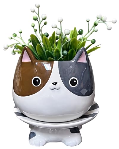 Streamline Imagined Ceramic Planter Pot - Cat - color: Cat