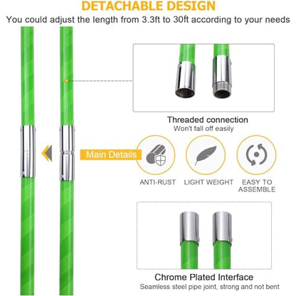 30 Feet Tree Pole Pruner Manual Branches Trimmer Tree Branch Garden Tools Loppers Hand Pole Saws Extendable Height Adustable System for Sawing and Shearing - size: 30FT(with branch scissors)