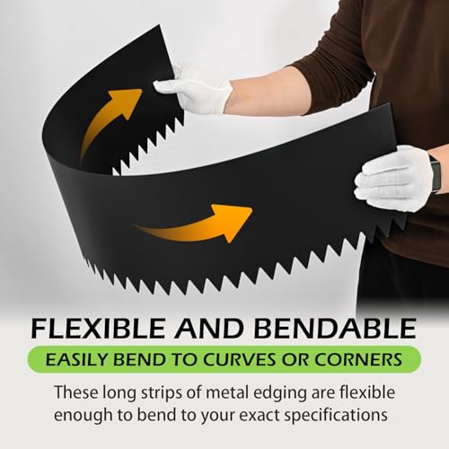 6PCS Galvanized Steel Landscape Edging Kit, 40" L x 12.5" H (20ft Total) Steel Landscape Lawn Edging for Lawn Yard, Coated Bendable Metal Strips, No-Dig Hammer-in Edging Border w/7Clips - style: 40" L x 12.5" H,Black