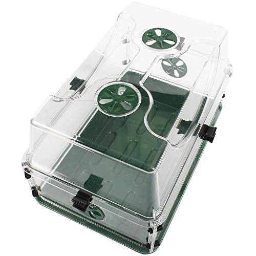 EarlyGrow Medium Seed and Herb Domed Propagator with Vented Side Height Extension and Security Clip Set,Green - size: Medium with 1 Height Extender and Clips