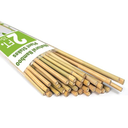Natural Bamboo Poles, 2 Feet Bamboo Sticks for Plants, Wood Garden Stakes for Tomato, Bean, Flowers, Trees Potted and Climbing Plants, 25 Pack - size: 2FT-25PCS