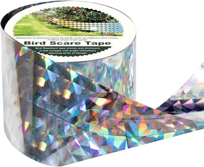 Bird Scare Reflective Tape, 2 Inch x 328 ft Roll, Double-Sided Flash Tape for Sparrows and Woodpeckers, Outdoor Bird Deterrent for Gardens, Farms, Orchards, Homes