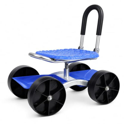 Rolling Garden Seat with Wheels, 360° Swivel Adjustable Gardening Stool - color: Blue