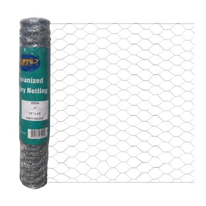 20GA Galvanized Hexagonal Poultry Netting Chicken Wire 18 inches x 25 feet x 1 inch Mesh - size: 18"x25'- 1" 20GA