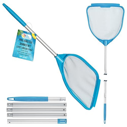 U.S. Pool Supply Pool and Spa Skimmer Net with Pole, Handheld Fine Mesh - size: 5' Regular Frame