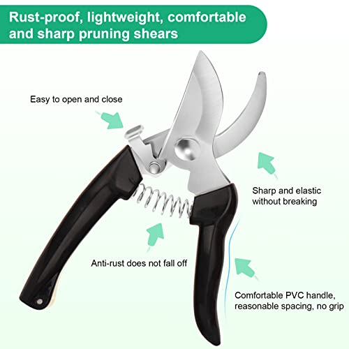 Premium garden shears, meperez pruning scissors gardening tools, pruners for flower, bushes, rose and fruit tree, use for florist, yard and orchard the plant clippers, sharp steel anvil snips - color: Black