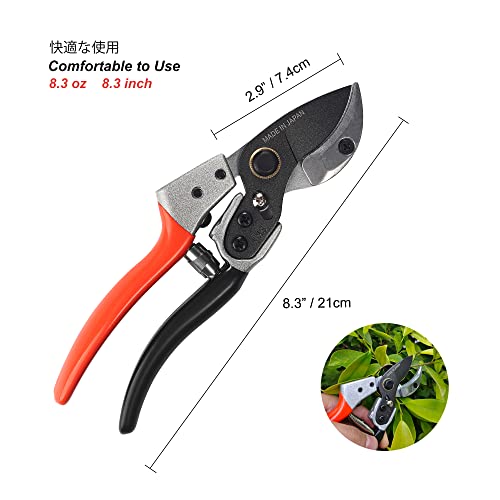 TONMA 8" Anvil Pruning Shears, Made in Japan, Heavy Duty Garden Shears TP-4 - style: Anvil Pruning Shears (Orange)