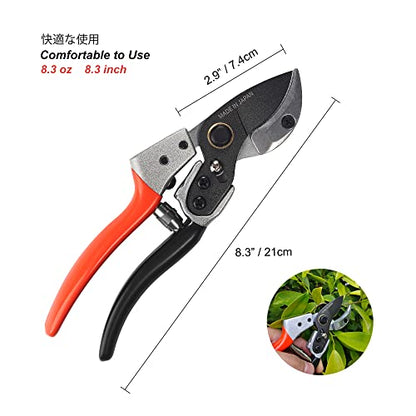 TONMA 8" Anvil Pruning Shears, Made in Japan, Heavy Duty Garden Shears TP-4 - style: Anvil Pruning Shears (Orange)