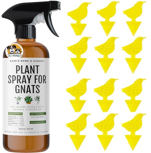 Kate's Home & Garden Plant Spray for Insects & Gnats, 12 Sticky Traps, 16oz - size: 16 Fl Oz (Pack of 1)
