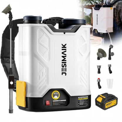 Battery Powered Backpack Sprayer 4.8 Gallon, 120 PSI Fingertip Pressure Control, Electric Weed Sprayer with 4.0Ah Battery & Charger, Telescopic Wand & 5 Nozzles for Lawn, Garden, Yard, Weed Killer