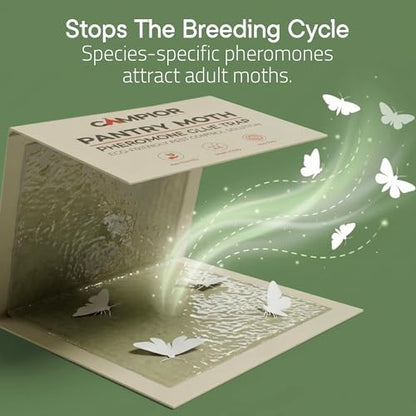 Pantry Moth Traps with Pheromones (6 Pack) – Non‑Toxic, Odor‑Free Sticky Glue Traps for Pantry Moth Treatment & Prevention, Targets Web‑Spinning Food Moths, for Kitchens & Food Storage - size: 6-pk Pantry