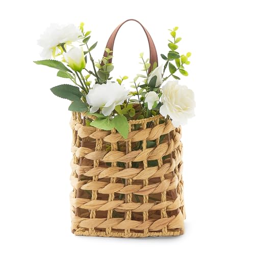 Wall Hanging Basket Decorative Boho Mounted Organizer Dried Flower Plants Front Door Basket for Garden Farmhouse Home - color: Hyacinth