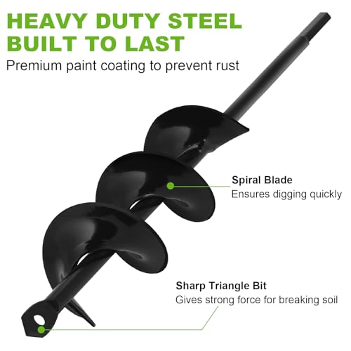 Auger Drill Bit for Planting 2 x 14.5 Inch, Garden Drill Bit for 3/8" Hex Drive, Earth Post Hole Digger Bulb Planter Plant Flower Planting Auger for Drill Rapid Bedding Digging - size: 2" x 14.5"-Black