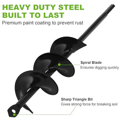 Auger Drill Bit for Planting 2 x 14.5 Inch, Garden Drill Bit for 3/8" Hex Drive, Earth Post Hole Digger Bulb Planter Plant Flower Planting Auger for Drill Rapid Bedding Digging - size: 2" x 14.5"-Black