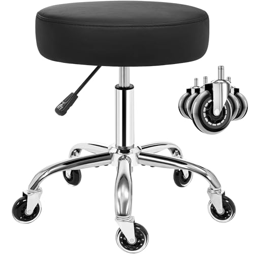 ANWBROAD Round Rolling Stool with Wheels Height Adjustment 360° Swivel