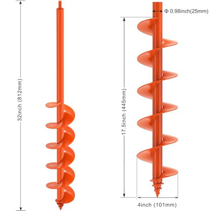 Insaga Threaded Auger Drill Bit for Planting, 4''x 32'' Drill Augers for Digging Holes with Self-Tapping Screw, 3MM Heavy Duty Garden Auger Drill Bit for Planting, Dirt Bulb Plant Auger for Drill - size: 4x32''