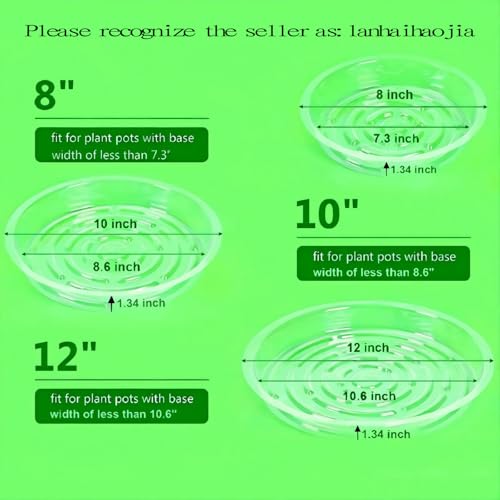 6 Pcs Plant Saucer, 10 Inch Plastic Plant Trays Flower Pot Saucers, Clear Plant Saucer Drip Trays for Indoor & Outdoor Plants, Round