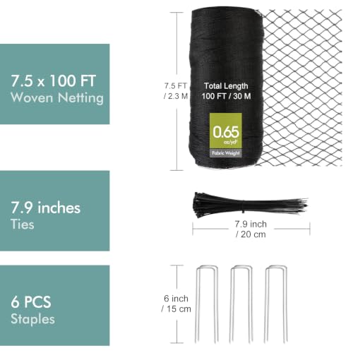 Bird Netting for Garden, Fetanten 7.5 x 100FT Netting for Garden Protection - size: 7.5 x 100FT