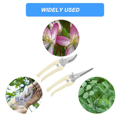 2Pcs Professional Pruning Shears (Include 1 Bypass Pruning Shears and 1 Straight Blade Garden Scissors) Premium Garden Shears for Trimming Flowers, Shaping Plants, Bonsai,hydroponics,herbs