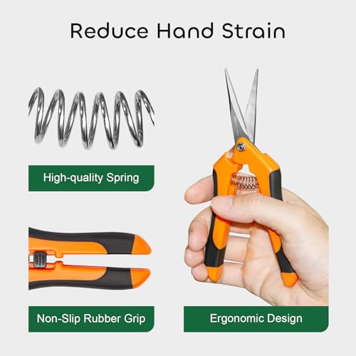 GROWNEER 6 Packs Pruning Shears Gardening Hand Pruning Snips with Straight Stainless Steel Precision Blades - style: Orange